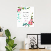 Rust Roze Bloemige Boho Bruiloft Feest Welkom Bord Poster (Thuiskantoor)