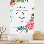 Rust Roze Bloemige Boho Bruiloft Feest Welkom Bord Poster (Keuken)
