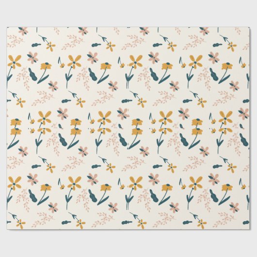 Rust Roze Bloempatroon Cadeaupapier (Vlak)