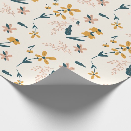 Rust Roze Bloempatroon Cadeaupapier (Hoek)