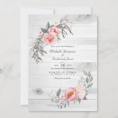 Rust Roze Boho Bloem QR Code RSVP Trouwen Kaart (Voorkant)