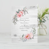 Rust Roze Boho Bloem QR Code RSVP Trouwen Kaart (Staand voorkant)