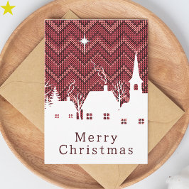 Rust Roze Chevron Brei Kerstmis Dorp Kaart