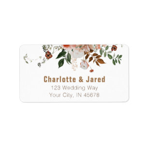 Rust Roze Waterverf Floral Return Address Label