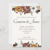 Rust & Ruby Romantic Floral Waterverf Wedding Kaart (Voorkant)