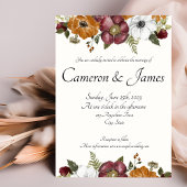 Rust & Ruby Romantic Floral Waterverf Wedding Kaart