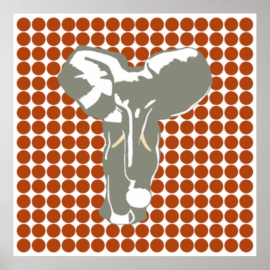 Rust Safari Dot with Pop Art Elephant Poster (Voorkant)