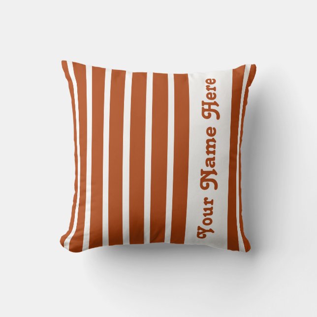Rust Safari Stripe Pillow met naam Kussen (Voorkant)