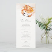 Rust Sand Coastal Crab Nautical Wedding Menu Kaart (Staand voorkant)
