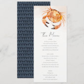 Rust Sand Coastal Crab Nautical Wedding Menu Kaart (Voorkant / Achterkant)