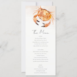 Rust Sand Coastal Crab Nautical Wedding Menu Kaart