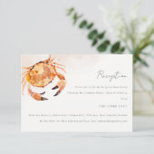 Rust Sand Coastal Crab Nautical Wedding Reception Informatiekaartje (Staand voorkant)