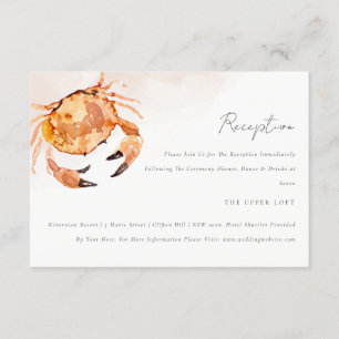 Rust Sand Coastal Crab Nautical Wedding Reception Informatiekaartje