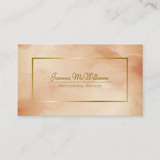 Rust Sinaasappel Abstracte Waterverf & Goud QR Cod Visitekaartje (Voorkant)