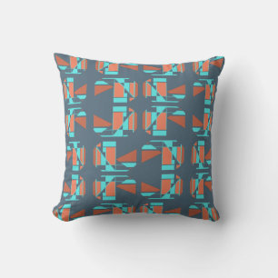 Rust Sinaasappel Aqua Slate Blauw Kleine Stukjes A Kussen