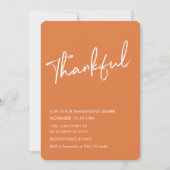 Rust Sinaasappel Dankbaar Thanksgiving Diner Kaart (Voorkant)