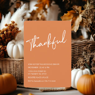 Rust Sinaasappel Dankbaar Thanksgiving Diner Kaart