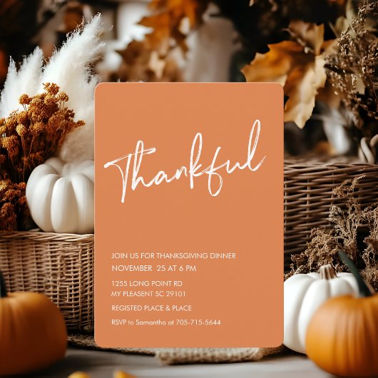 Rust Sinaasappel Dankbaar Thanksgiving Diner Kaart