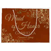  Rust Sinaasappel & Goud Maid van Eer Bruiloft Groot Cadeauzakje (Achterkant)