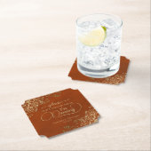 Rust Sinaasappel & Goud Neem mijn Drink bruiloft n Kartonnen Onderzetters (Insitu)