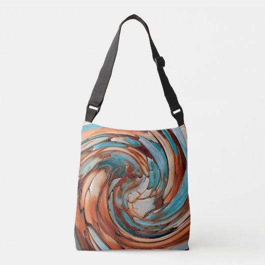Rust Sinaasappel N Blauwgroen Blauw Abstracte Kuns Crossbody Tas (Voorkant)