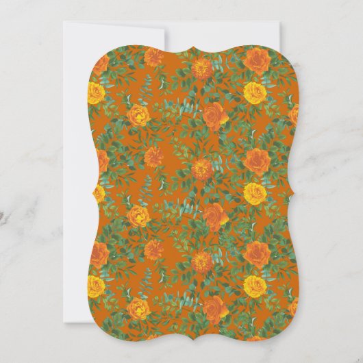 Rust Sinaasappel Wedding Floral Kaart (Achterkant)