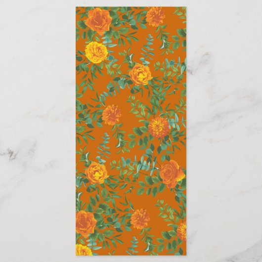 Rust Sinaasappel Wedding Floral Menu (Achterkant)