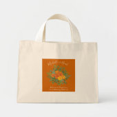 Rust Sinaasappel Wedding  Floral Mini Tote Bag (Voorkant)