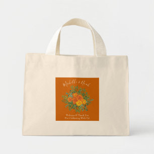 Rust Sinaasappel Wedding Floral Mini Tote Bag