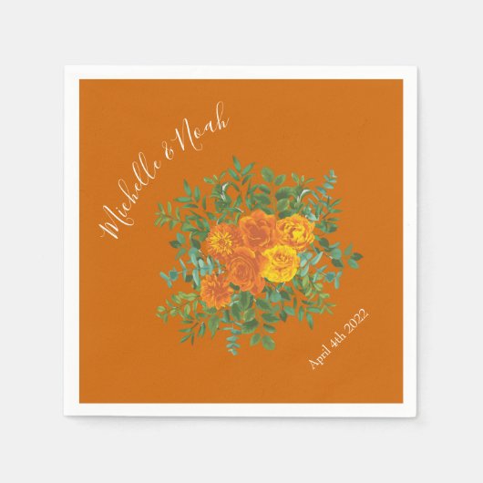 Rust Sinaasappel Wedding  Floral Servet (Voorkant)