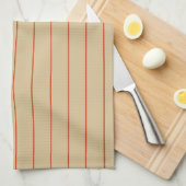 Rust Stripes op Beige Kitchen Towel Theedoek (Quarter Fold)