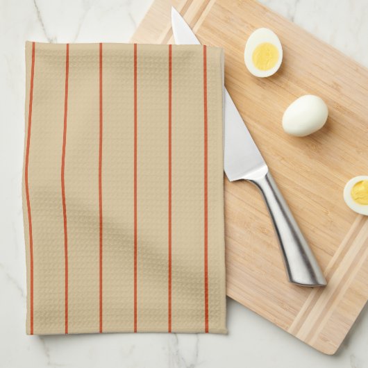 Rust Stripes op Beige Kitchen Towel Theedoek (Quarter Fold)