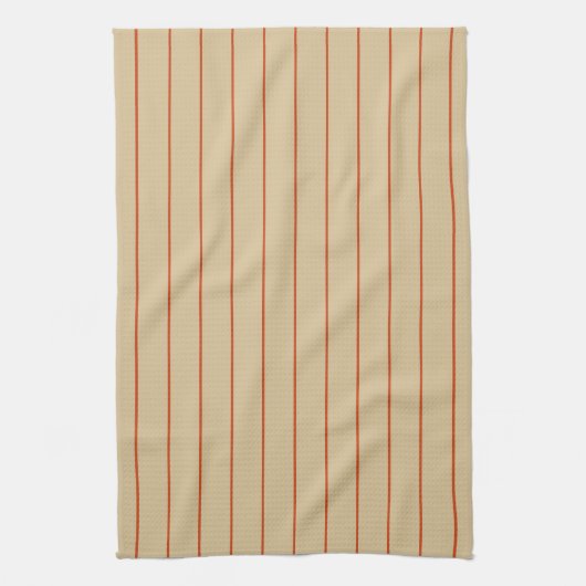Rust Stripes op Beige Kitchen Towel Theedoek (Verticaal)