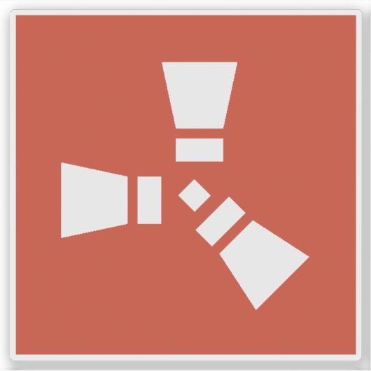 RUST symbool wit op rood Sticker (Voorkant)