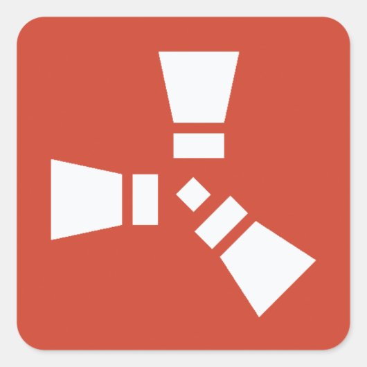 RUST symbool wit op rood Vierkante Sticker (Voorkant)
