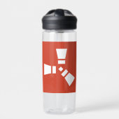 RUST symbool wit op rood Waterfles (Voorkant)