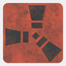 RUST Symbool Zwart op Dirty Red Vierkante Sticker
