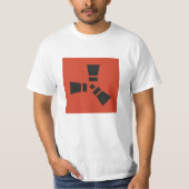 RUST Symbool Zwart op Rood T-shirt (Voorkant)