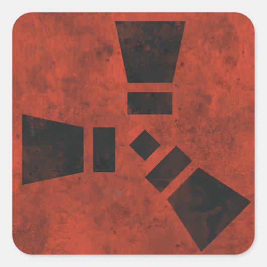 RUST symbool Zwart op Vuilrood Vierkante Sticker (Voorkant)