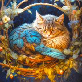 Rust Tabby kitten vogel in ronde nest Legpuzzel
