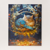 Rust Tabby kitten vogel in ronde nest Legpuzzel (Verticaal)