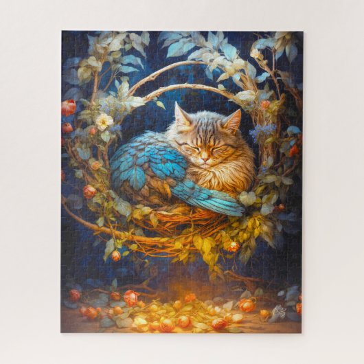 Rust Tabby kitten vogel in ronde nest Legpuzzel (Verticaal)