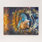 Rust Tabby kitten vogel in ronde nest Legpuzzel (Horizontaal)