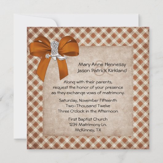 Rust & Tan Rustic - Western thema Weddenschap Kaart (Voorkant)