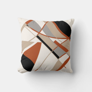 Rust Taupe Grijs Zwart Wit Diagonaal Art Abstract Kussen