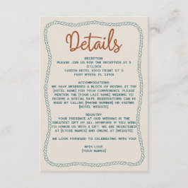 Rust Teal Western Rustic Barn Wedding Details Informatiekaartje