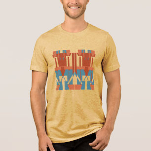 Rust Terracotta Blauw Mediterraan-geïnspireerd Kle Tri-Blend Shirt