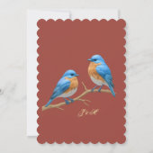 Rust Terracotta Bluebirds Golden Script Wedding Kaart (Achterkant)