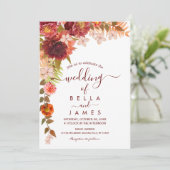 Rust Terracotta Boho Floral Wedding Invitation Kaart (Staand voorkant)