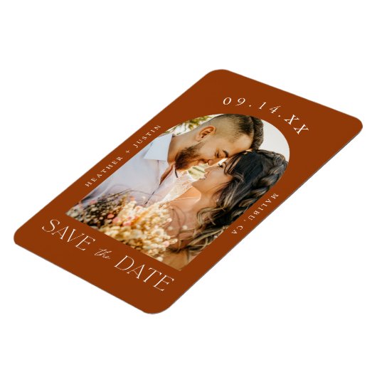 Rust Terracotta Boho Herfst Foto Save the Date Magneet (Linkerzijde)